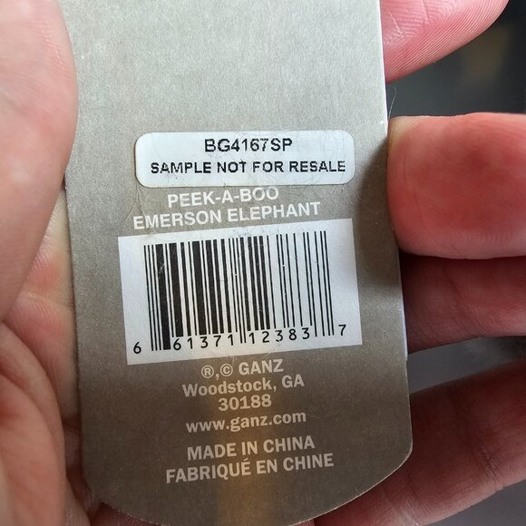 Baby GANZ Peek-A-Boo Emerson Elephant Plush Stuffed Animal Salesman's Sample 11" - Picture 9 of 9